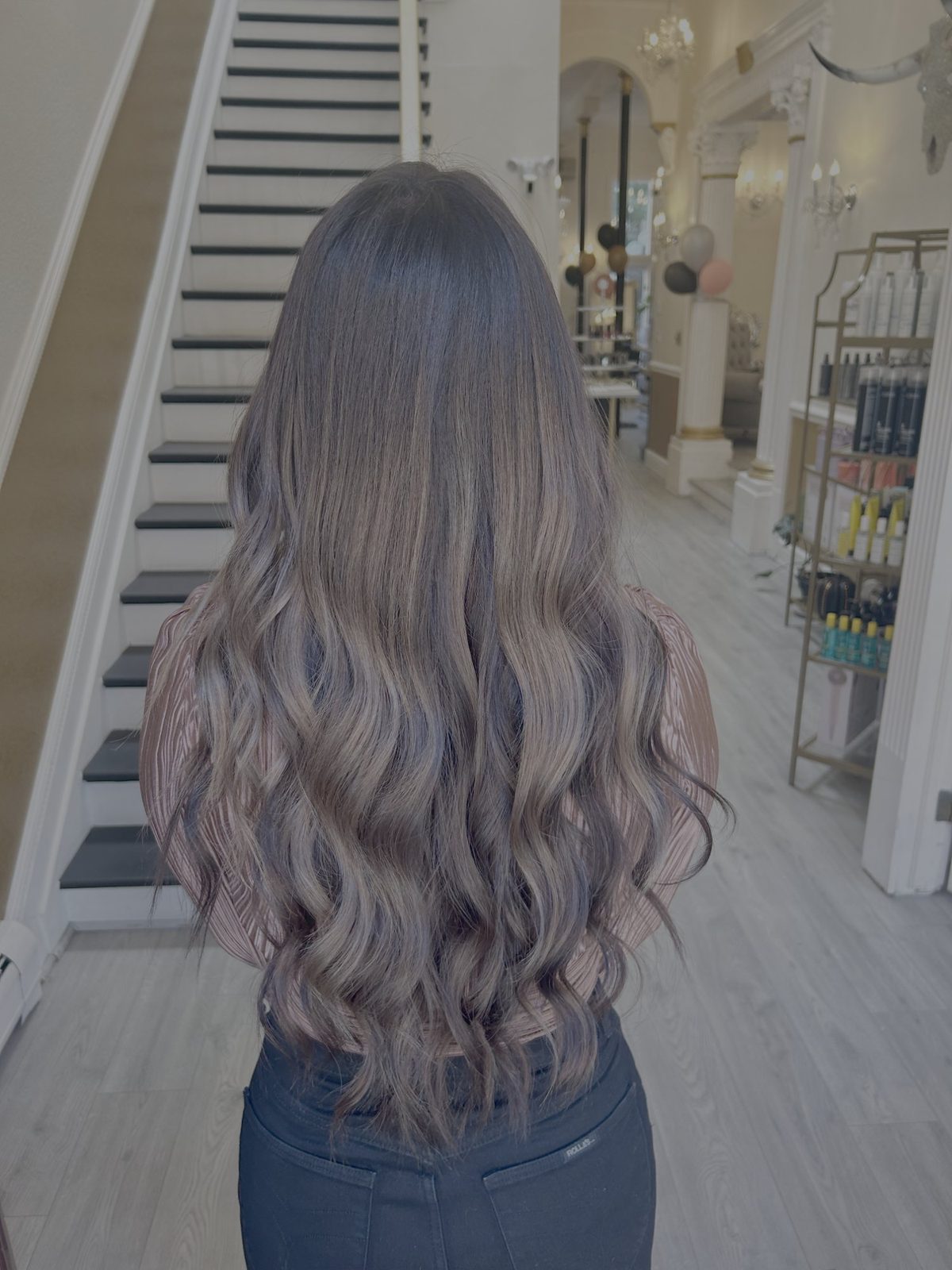 Lived-in brunette balayage at Fluff Colour Salon Denver — soft root shadow with hand-painted dimension