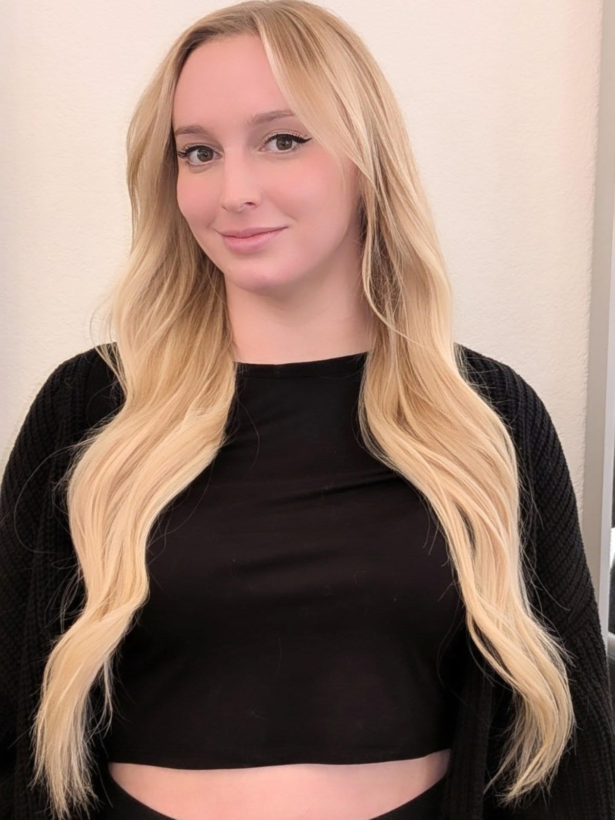 Money piece face-framing highlights at Fluff Colour Salon Denver