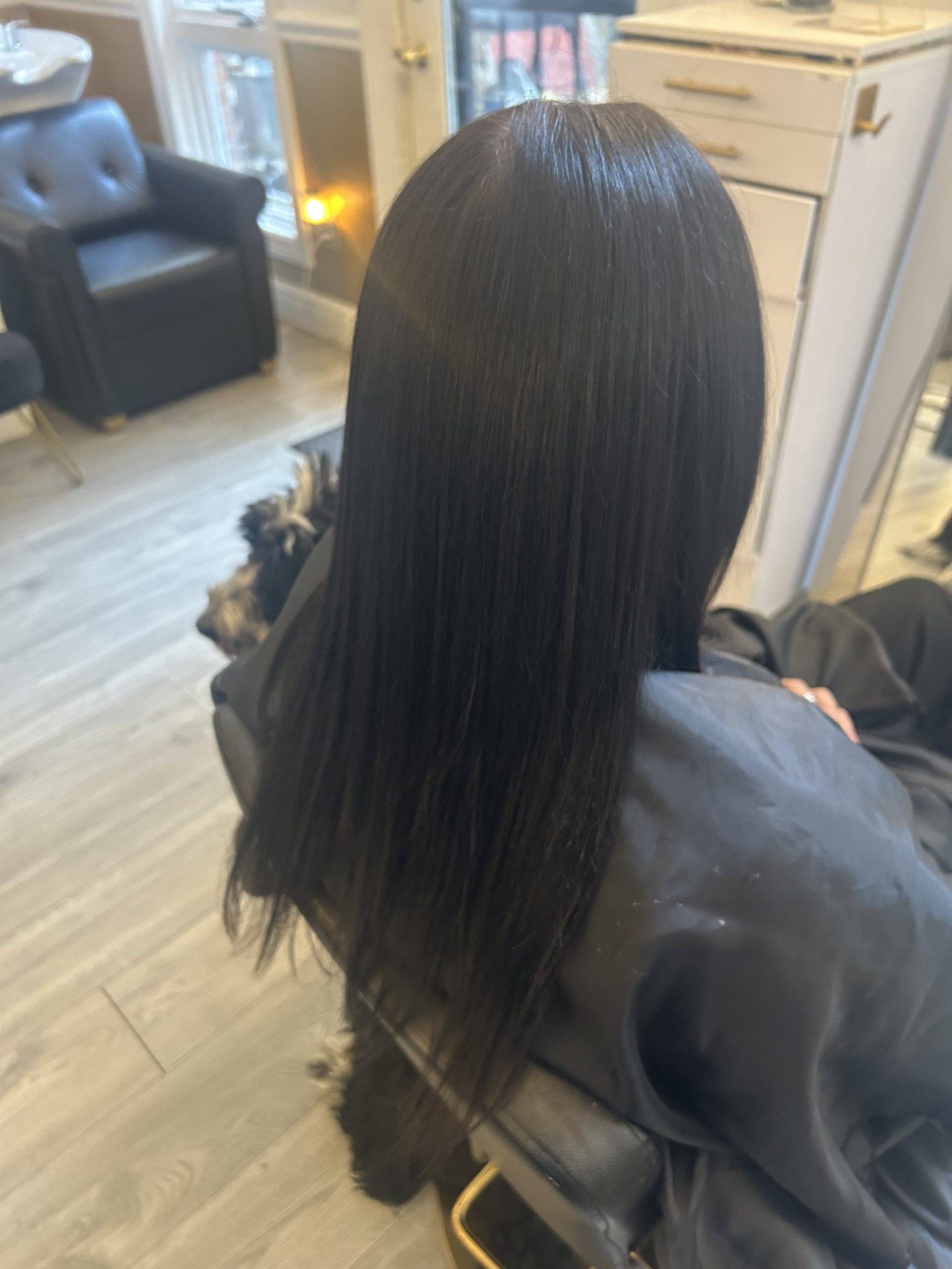 Glossy dimensional brunette colour at Fluff Denver